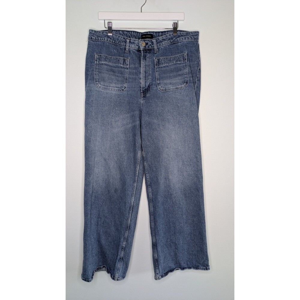 Free Assembly Super High Rise Wide Leg Jeans Size 18 Plus Patch Pocket Cotton